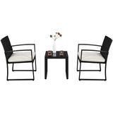 Yaheetech 3-Piece Patio Bistro Furniture Set with Rattan Chairs