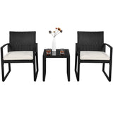 Yaheetech 3-Piece Patio Bistro Furniture Set with Rattan Chairs