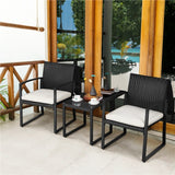 Yaheetech 3-Piece Patio Bistro Furniture Set with Rattan Chairs