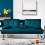 Yaheetech 65in Convertible Futon Sofa Bed Tufted Fabric Futon Couch