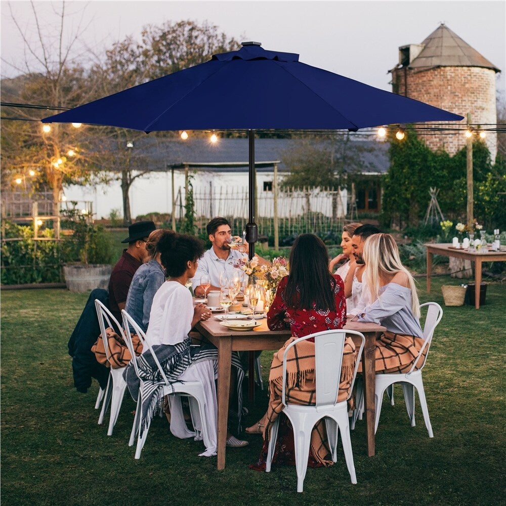 Yaheetech 9FT Patio Umbrella with 32 LED Lights Market Umbrella with 8 Ribs