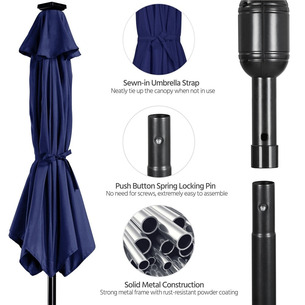 Yaheetech 9FT Patio Umbrella with 32 LED Lights Market Umbrella with 8 Ribs
