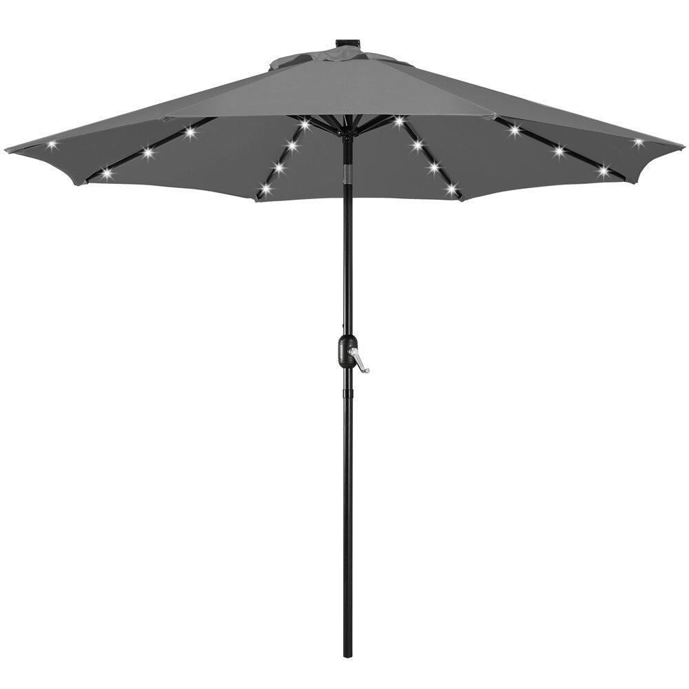 Yaheetech 9FT Patio Umbrella with 32 LED Lights Market Umbrella with 8 Ribs