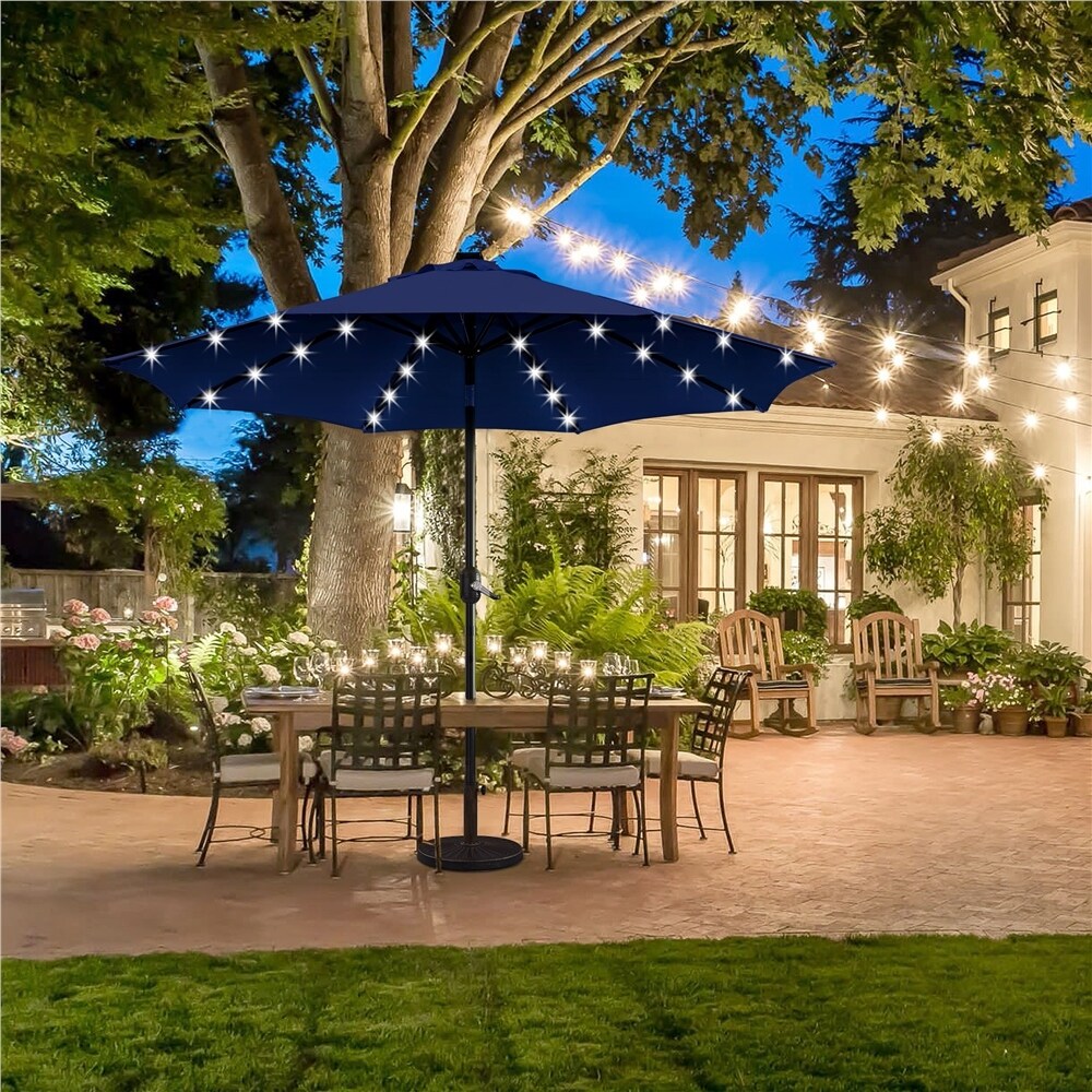 Yaheetech 9FT Patio Umbrella with 32 LED Lights Market Umbrella with 8 Ribs