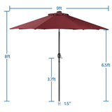 Yaheetech 9FT Patio Umbrella with 32 LED Lights Market Umbrella with 8 Ribs