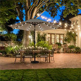 Yaheetech 9FT Patio Umbrella with 32 LED Lights Market Umbrella with 8 Ribs