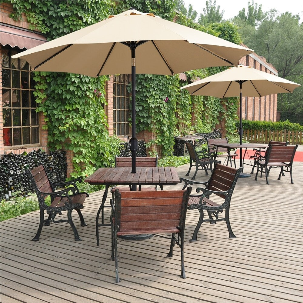 Yaheetech 9FT Patio Umbrella,8 Ribs Market Umbrella With Push Button