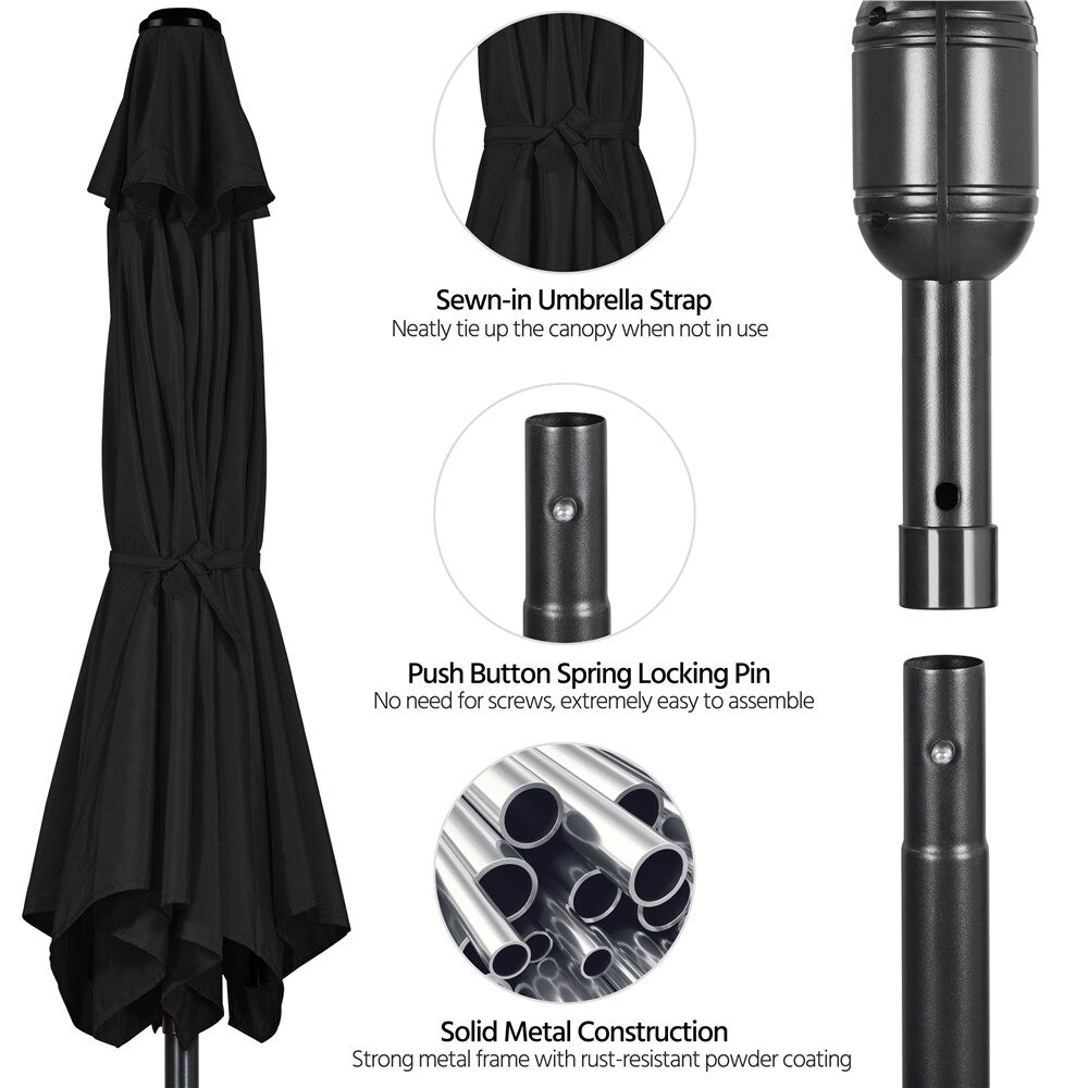Yaheetech 9FT Patio Umbrella,8 Ribs Market Umbrella With Push Button