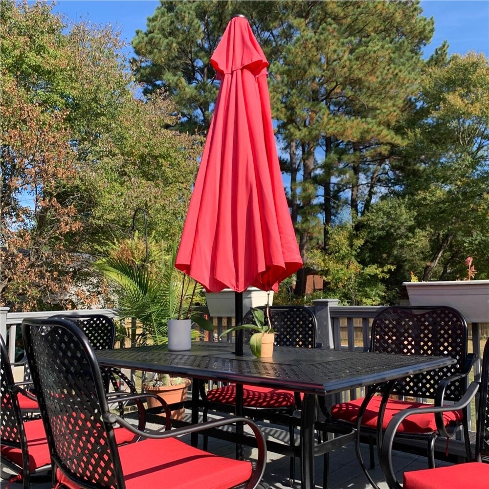 Yaheetech 9FT Patio Umbrella,8 Ribs Market Umbrella With Push Button