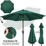 Yaheetech 9FT Patio Umbrella,8 Ribs Market Umbrella With Push Button