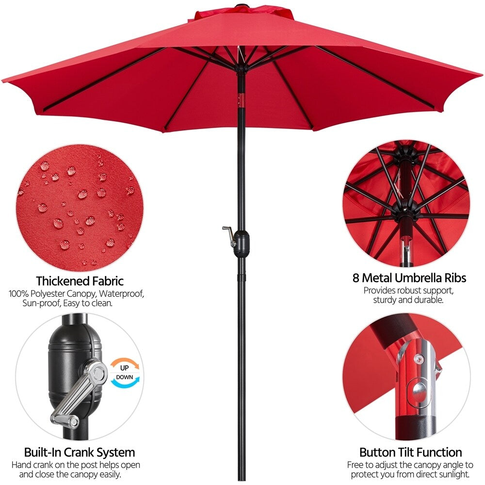 Yaheetech 9FT Patio Umbrella,8 Ribs Market Umbrella With Push Button