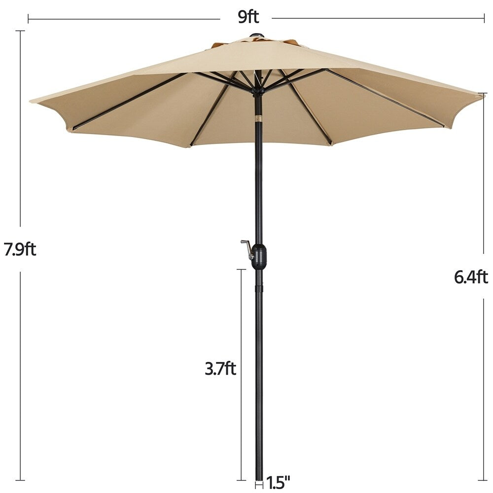 Yaheetech 9FT Patio Umbrella,8 Ribs Market Umbrella With Push Button