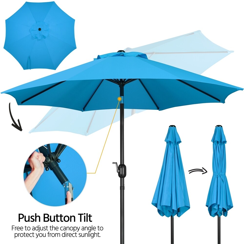 Yaheetech 9FT Patio Umbrella,8 Ribs Market Umbrella With Push Button