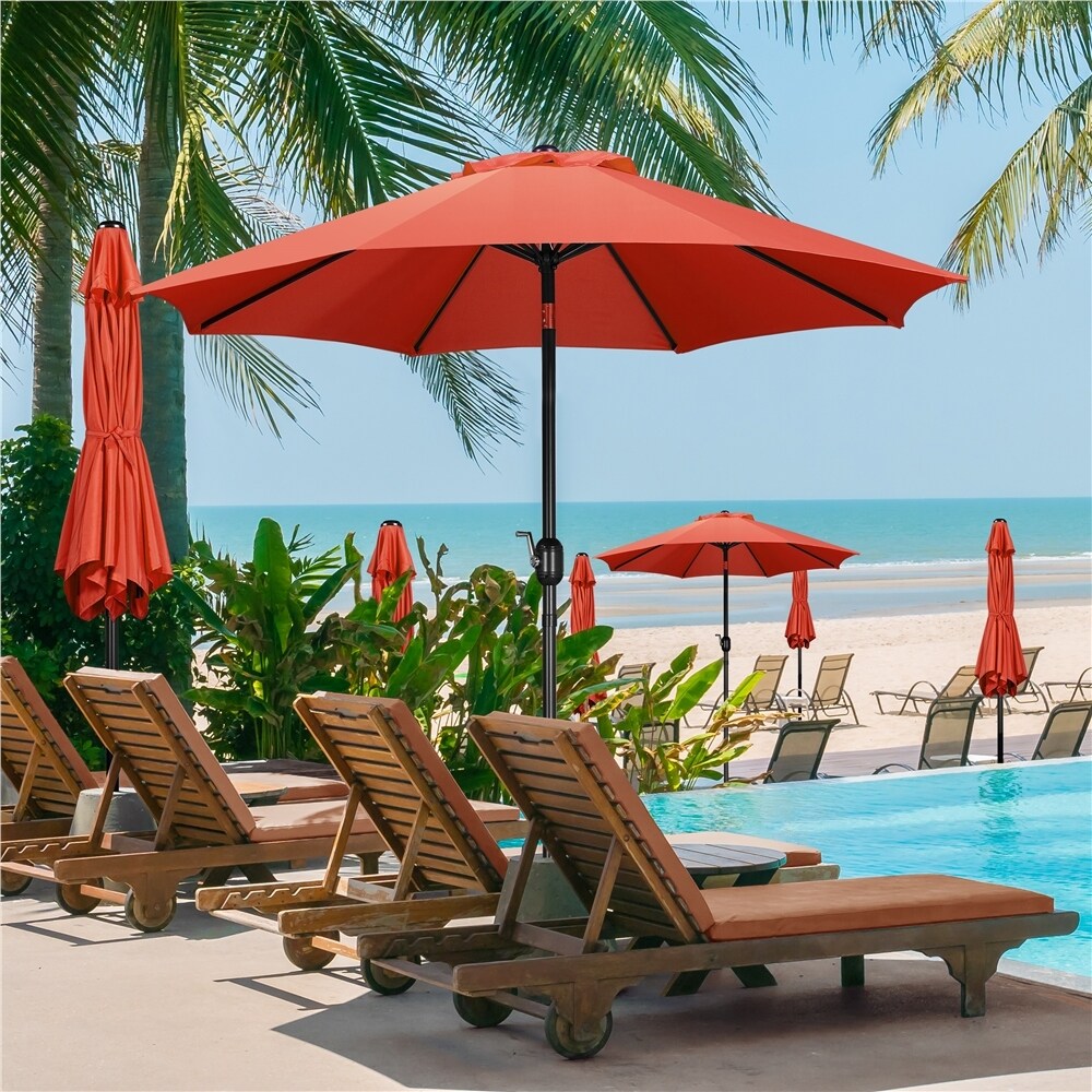 Yaheetech 9FT Patio Umbrella,8 Ribs Market Umbrella With Push Button