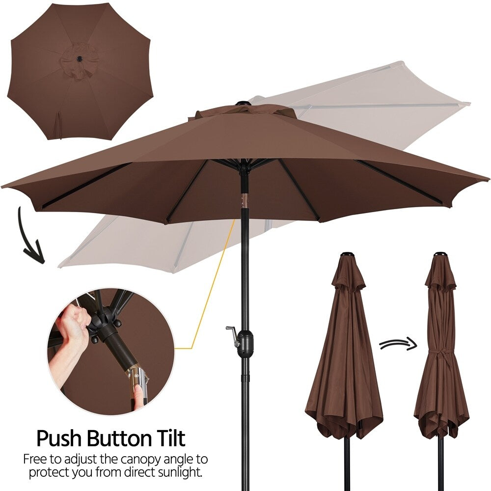 Yaheetech 9FT Patio Umbrella,8 Ribs Market Umbrella With Push Button