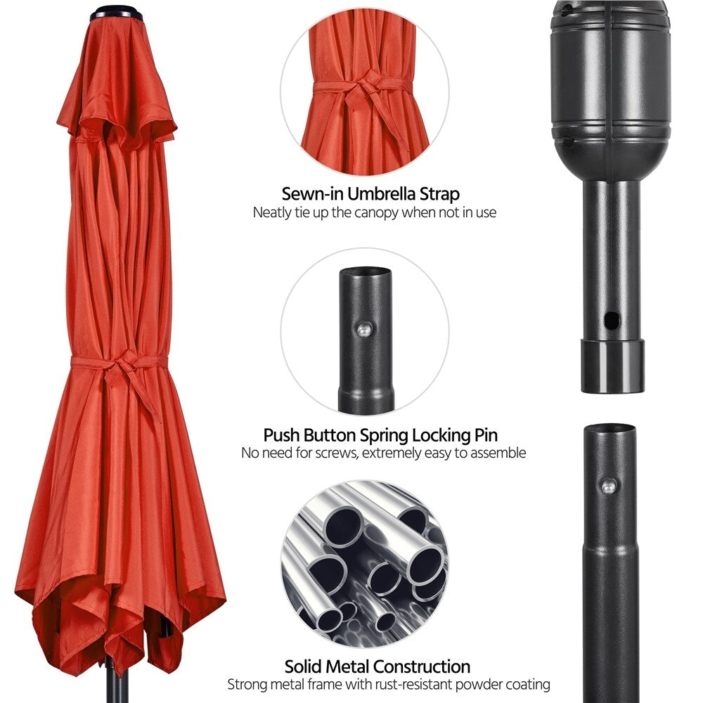 Yaheetech 9FT Patio Umbrella,8 Ribs Market Umbrella With Push Button