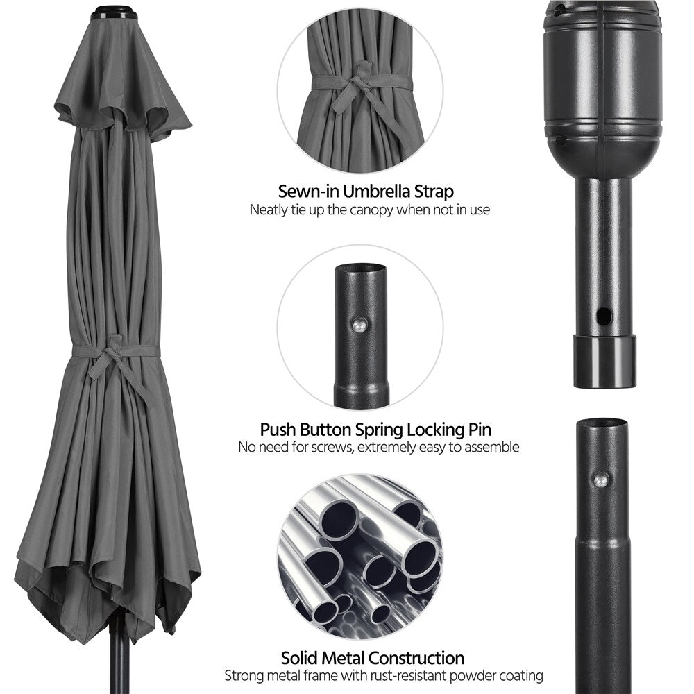 Yaheetech 9FT Patio Umbrella,8 Ribs Market Umbrella With Push Button