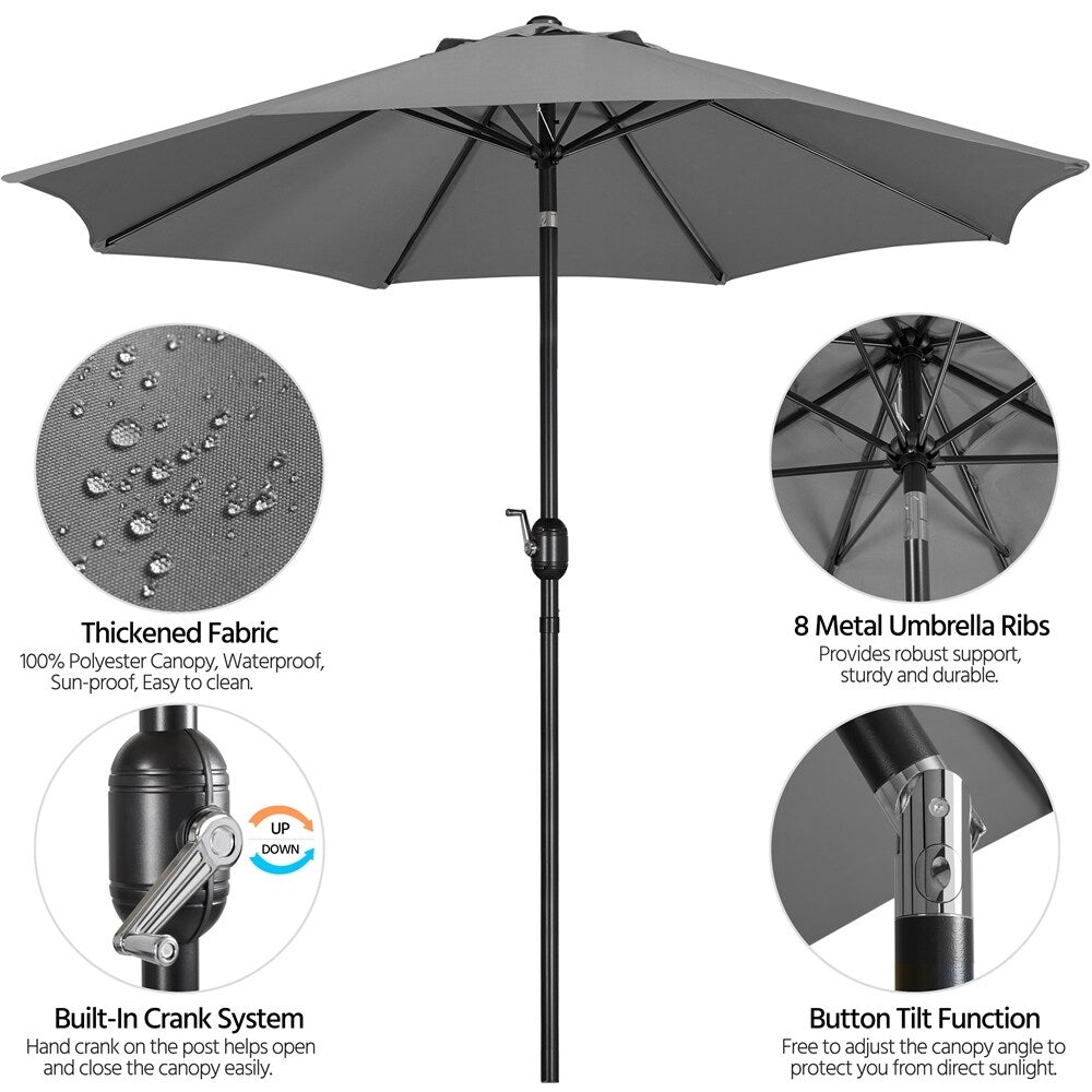 Yaheetech 9FT Patio Umbrella,8 Ribs Market Umbrella With Push Button