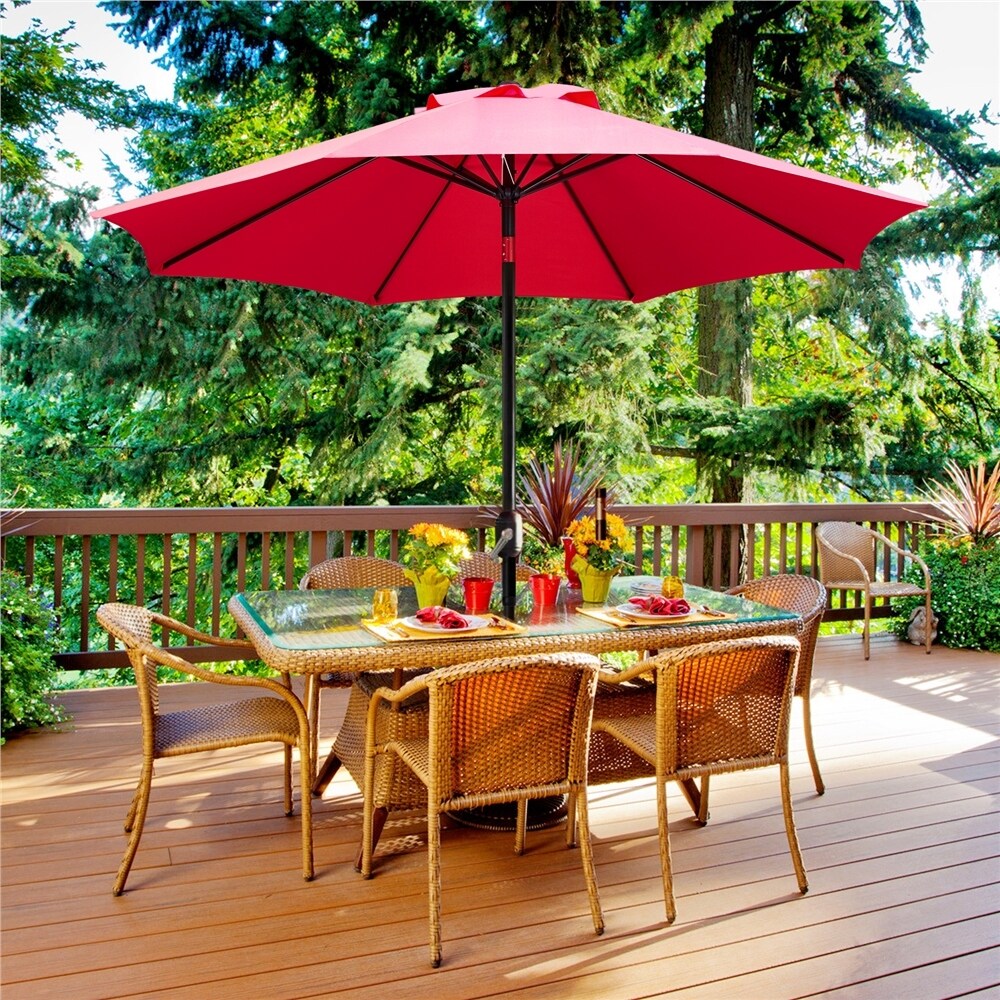 Yaheetech 9FT Patio Umbrella,8 Ribs Market Umbrella With Push Button
