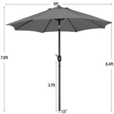 Yaheetech 9FT Patio Umbrella,8 Ribs Market Umbrella With Push Button