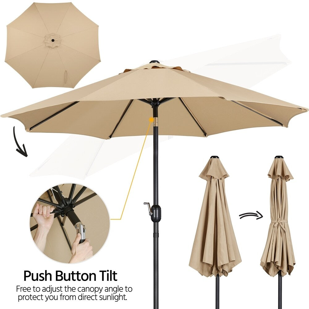 Yaheetech 9FT Patio Umbrella,8 Ribs Market Umbrella With Push Button