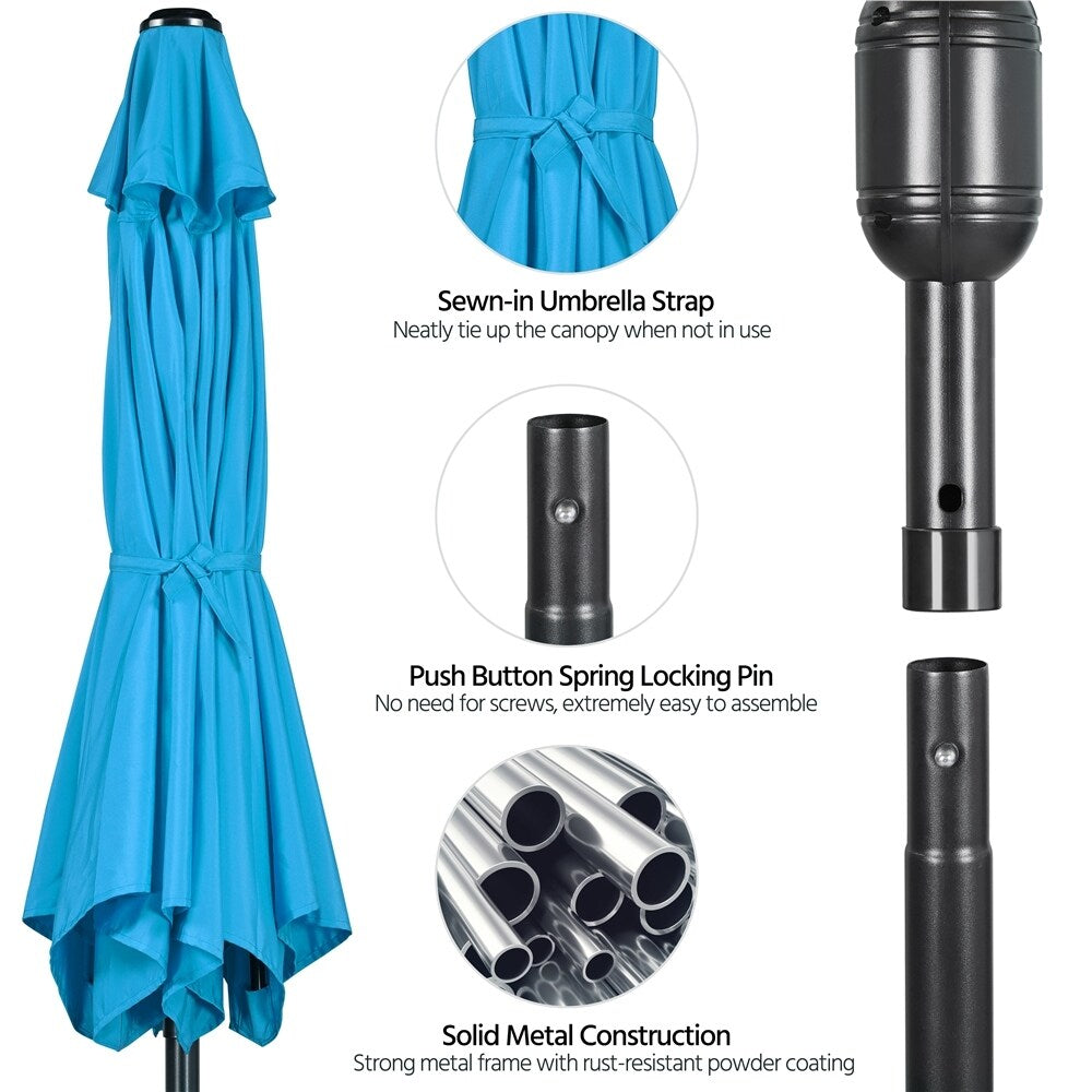 Yaheetech 9FT Patio Umbrella,8 Ribs Market Umbrella With Push Button