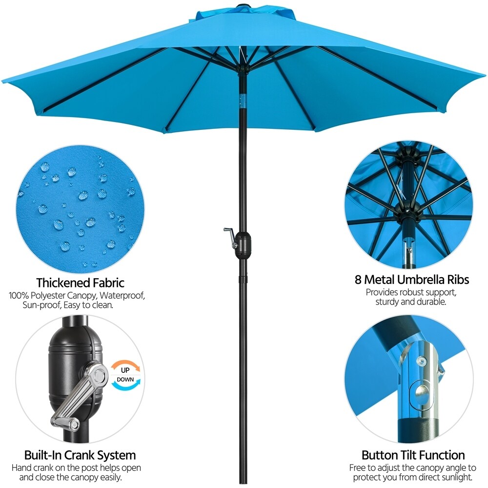 Yaheetech 9FT Patio Umbrella,8 Ribs Market Umbrella With Push Button