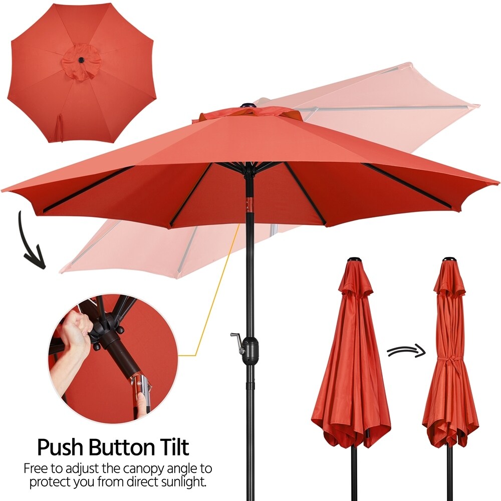 Yaheetech 9FT Patio Umbrella,8 Ribs Market Umbrella With Push Button