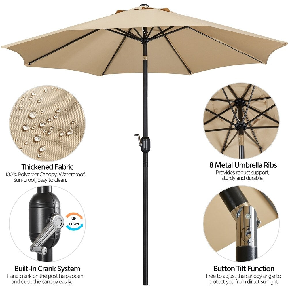 Yaheetech 9FT Patio Umbrella,8 Ribs Market Umbrella With Push Button