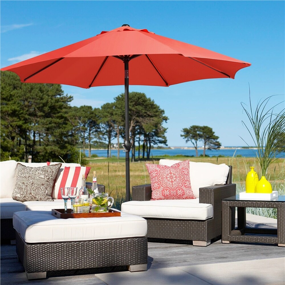 Yaheetech 9FT Patio Umbrella,8 Ribs Market Umbrella With Push Button
