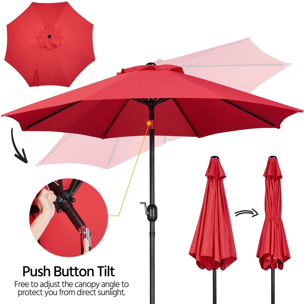 Yaheetech 9FT Patio Umbrella,8 Ribs Market Umbrella With Push Button