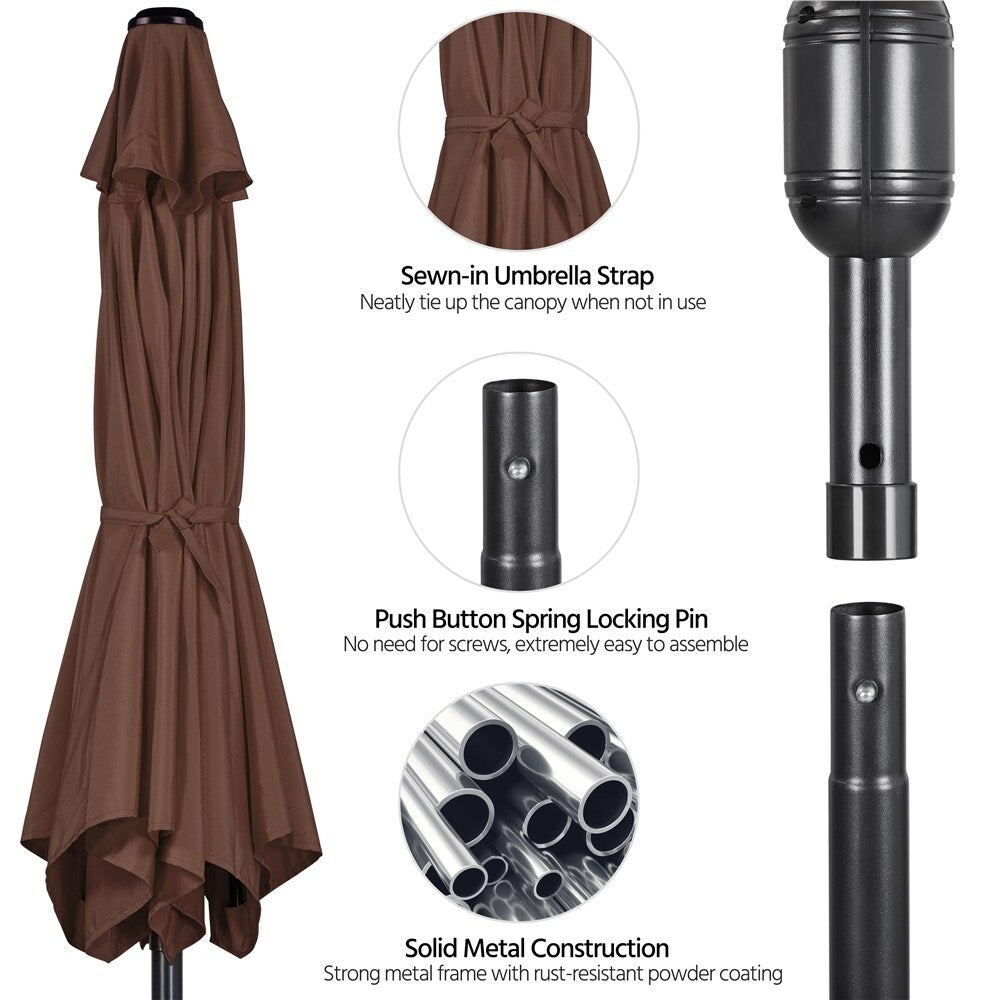 Yaheetech 9FT Patio Umbrella,8 Ribs Market Umbrella With Push Button