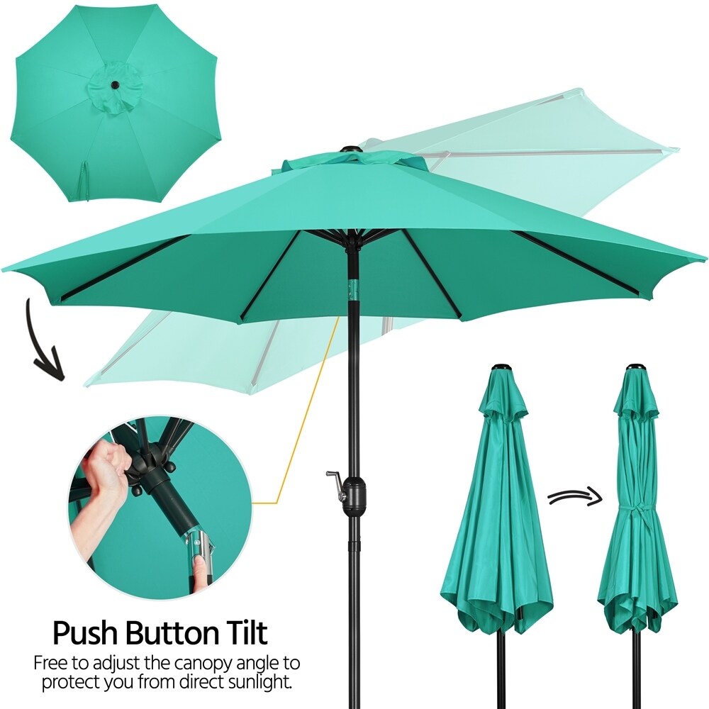 Yaheetech 9FT Patio Umbrella,8 Ribs Market Umbrella With Push Button