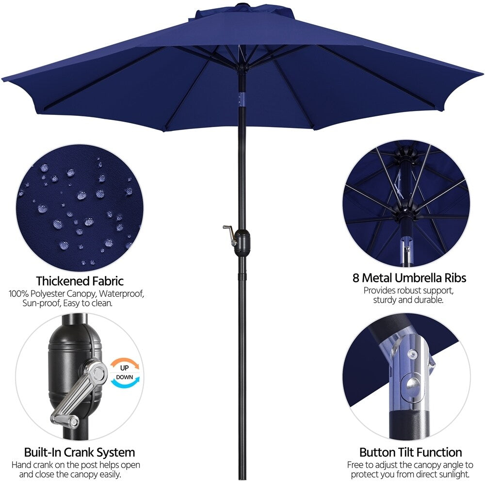 Yaheetech 9FT Patio Umbrella,8 Ribs Market Umbrella With Push Button