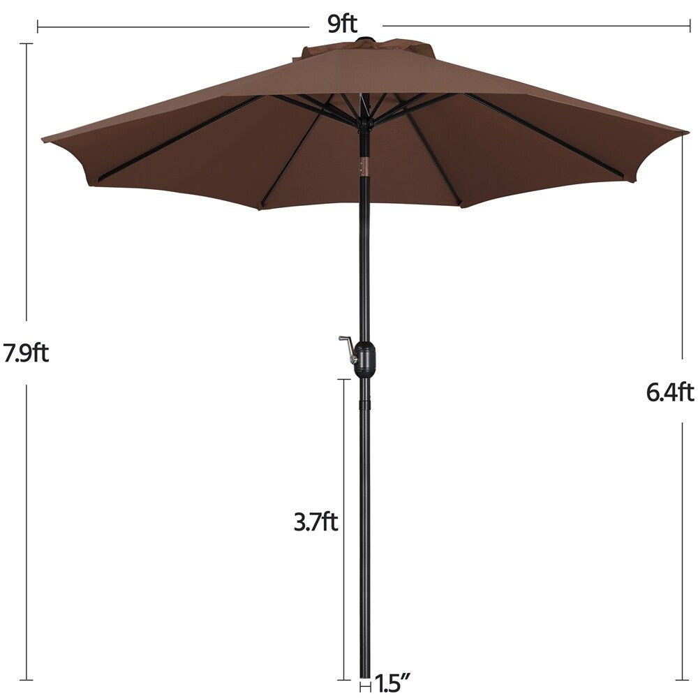 Yaheetech 9FT Patio Umbrella,8 Ribs Market Umbrella With Push Button