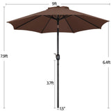 Yaheetech 9FT Patio Umbrella,8 Ribs Market Umbrella With Push Button