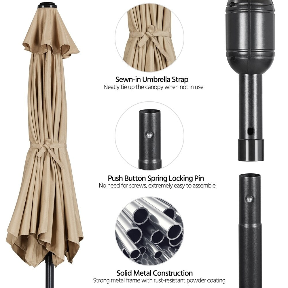 Yaheetech 9FT Patio Umbrella,8 Ribs Market Umbrella With Push Button