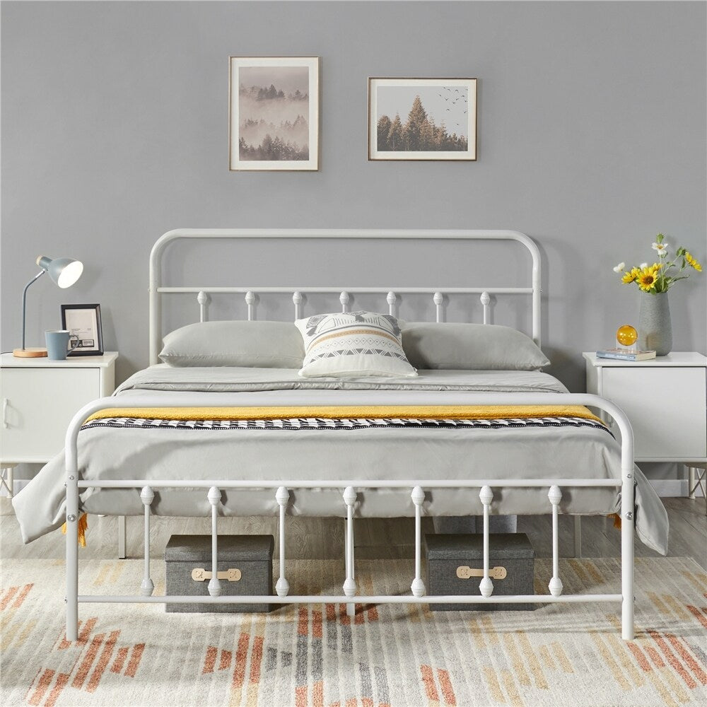 Yaheetech Classic Iron Bed Metal Bed Frames with High Headboard