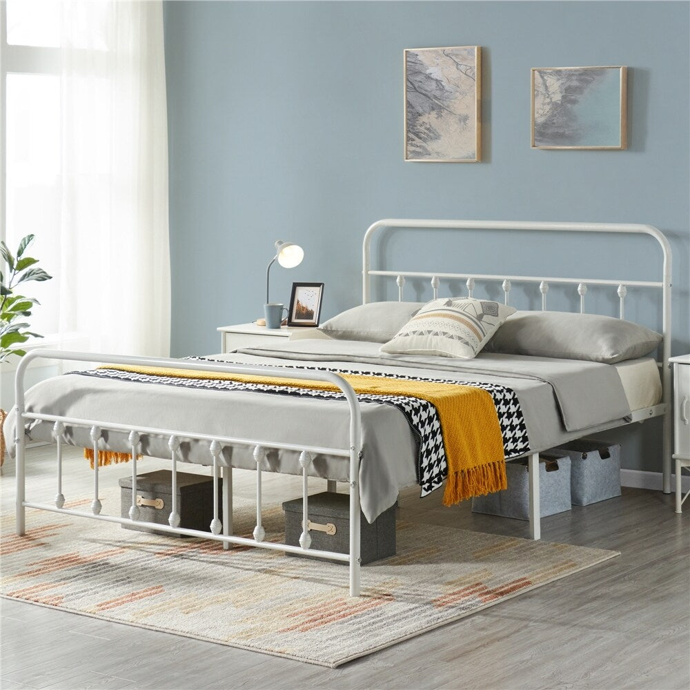 Yaheetech Classic Iron Bed Metal Bed Frames with High Headboard