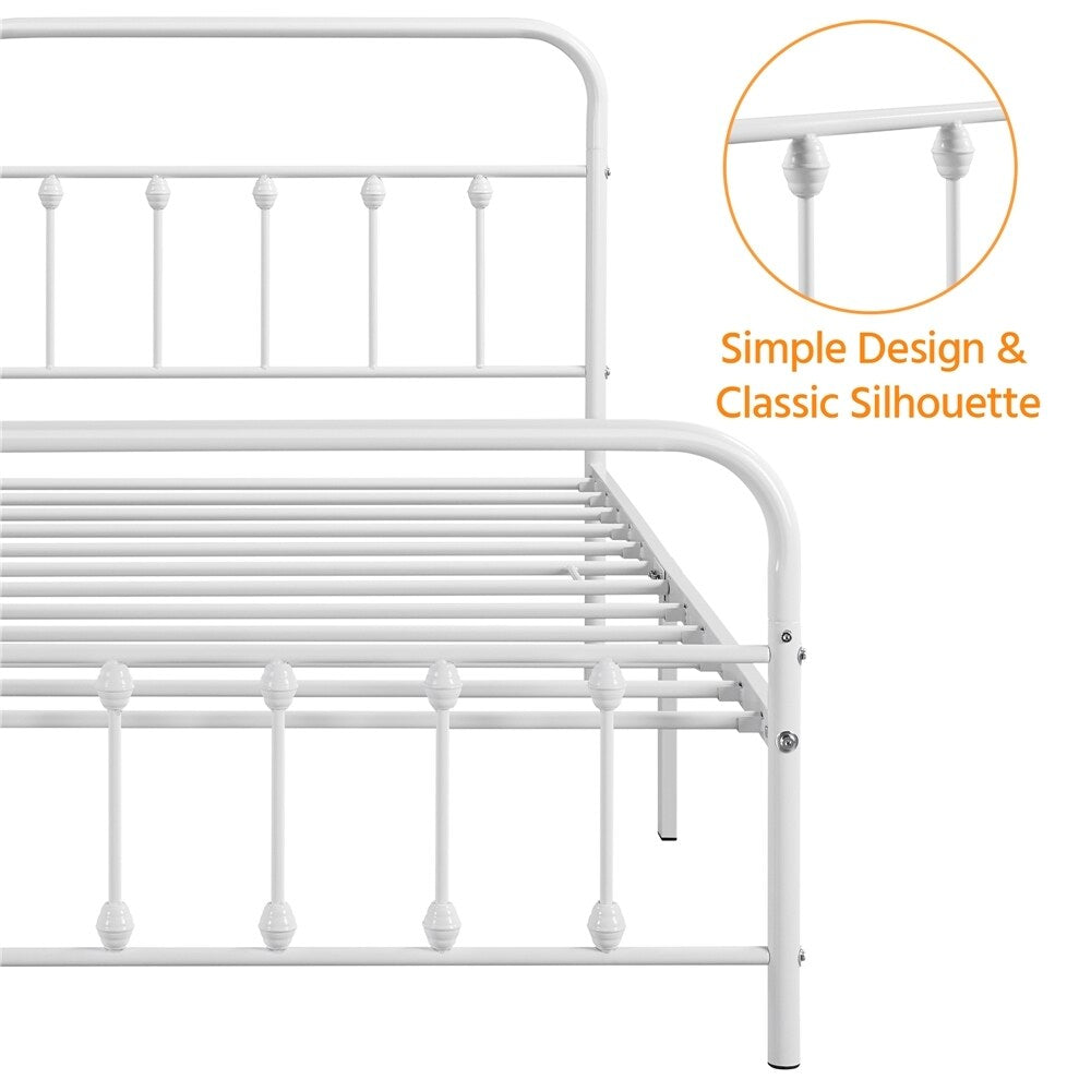 Yaheetech Classic Iron Bed Metal Bed Frames with High Headboard