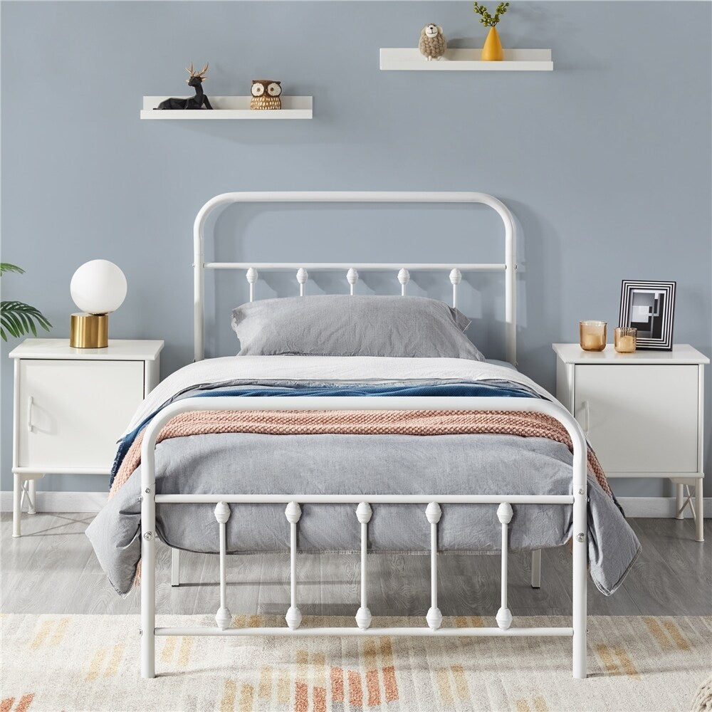 Yaheetech Classic Iron Bed Metal Bed Frames with High Headboard