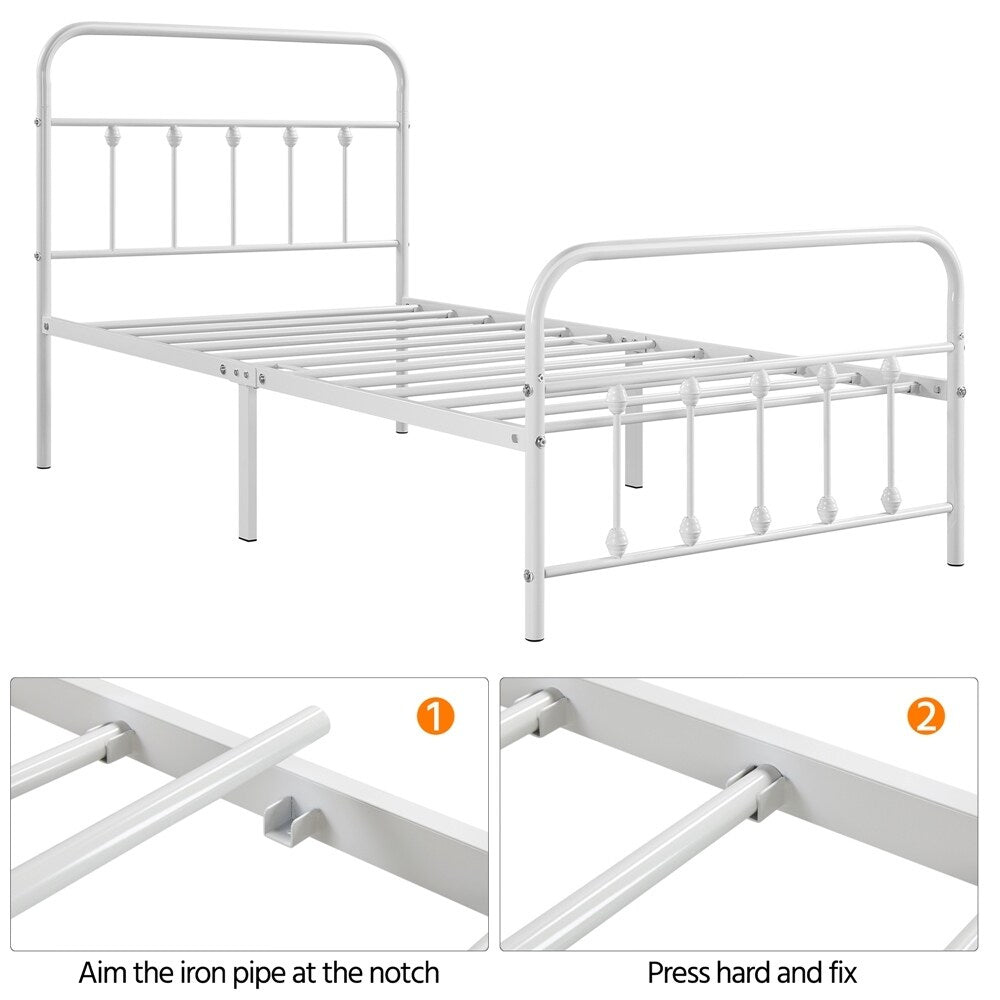Yaheetech Classic Iron Bed Metal Bed Frames with High Headboard