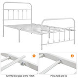 Yaheetech Classic Iron Bed Metal Bed Frames with High Headboard