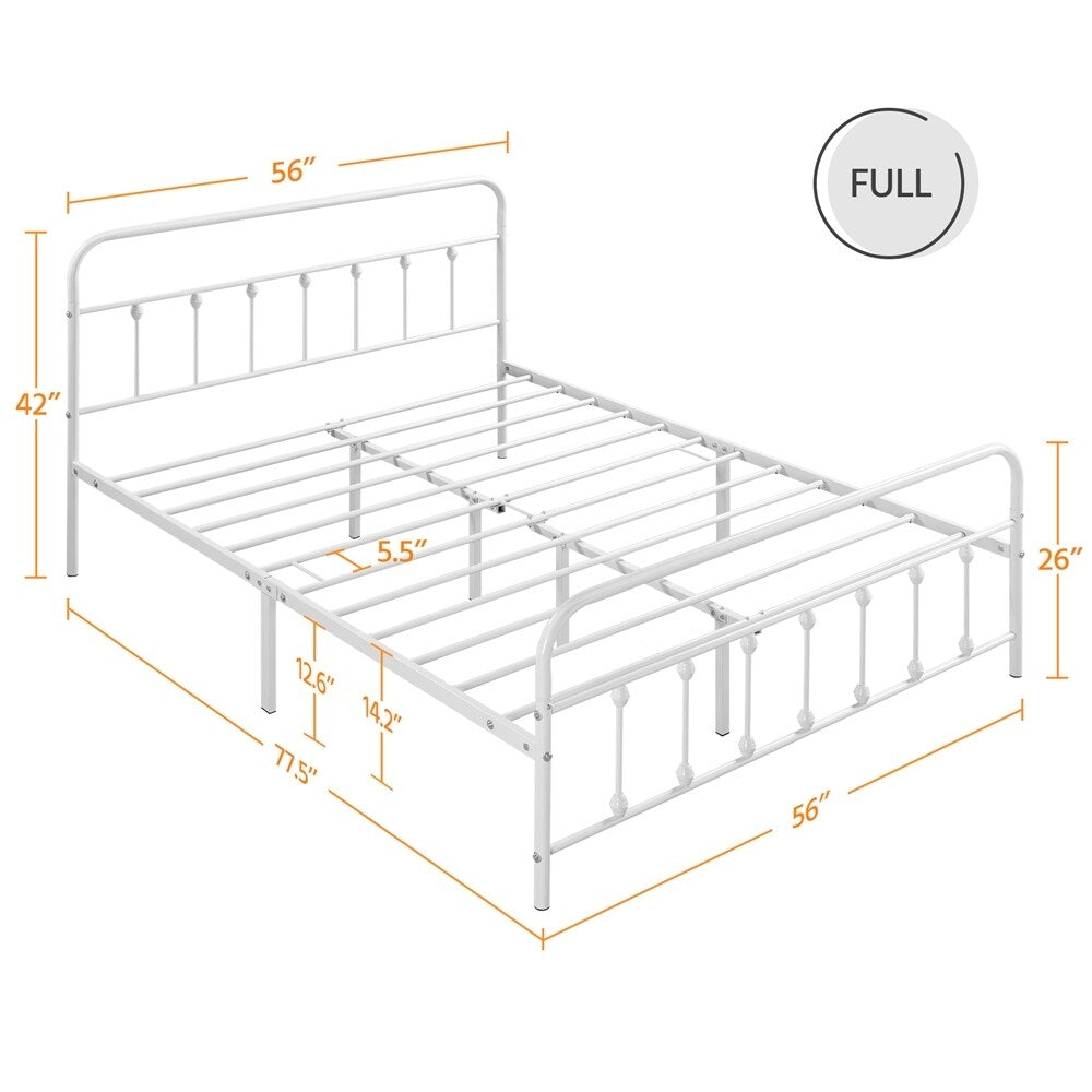 Yaheetech Classic Iron Bed Metal Bed Frames with High Headboard