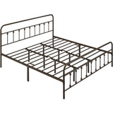 Yaheetech Classic Iron Platform Bed with High Headboard and Footboard Strong Metal-Framed Bed
