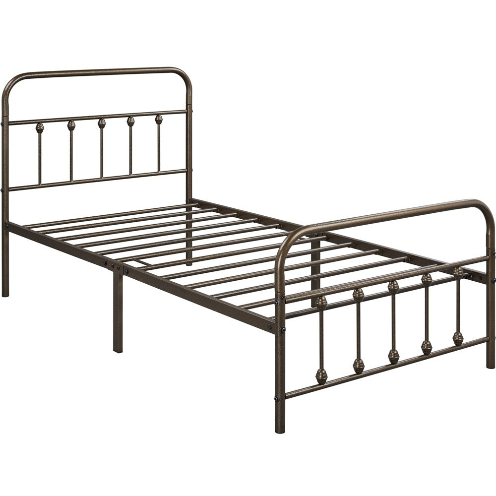 Yaheetech Classic Iron Platform Bed with High Headboard and Footboard Strong Metal-Framed Bed