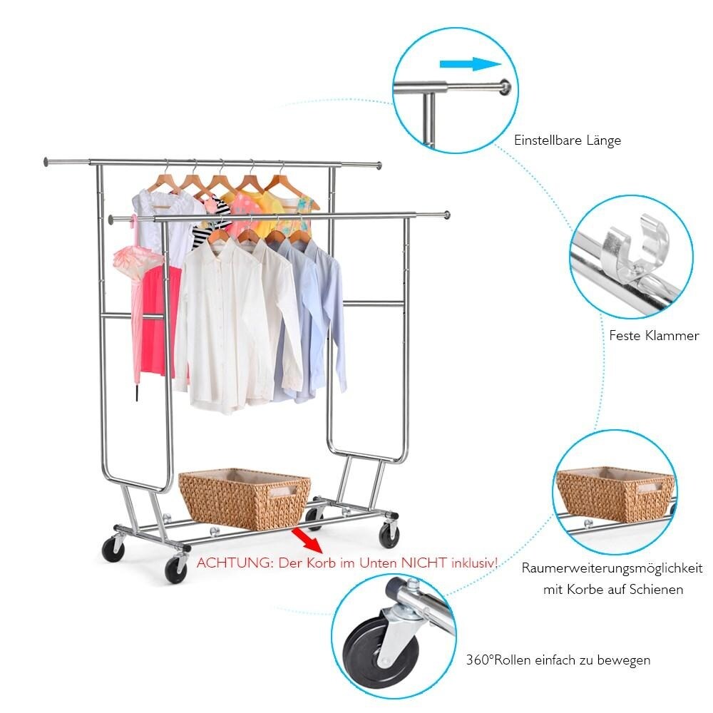 Yaheetech Commercial Grade Collapsible 2 Rack Clothing and Garmet Rack