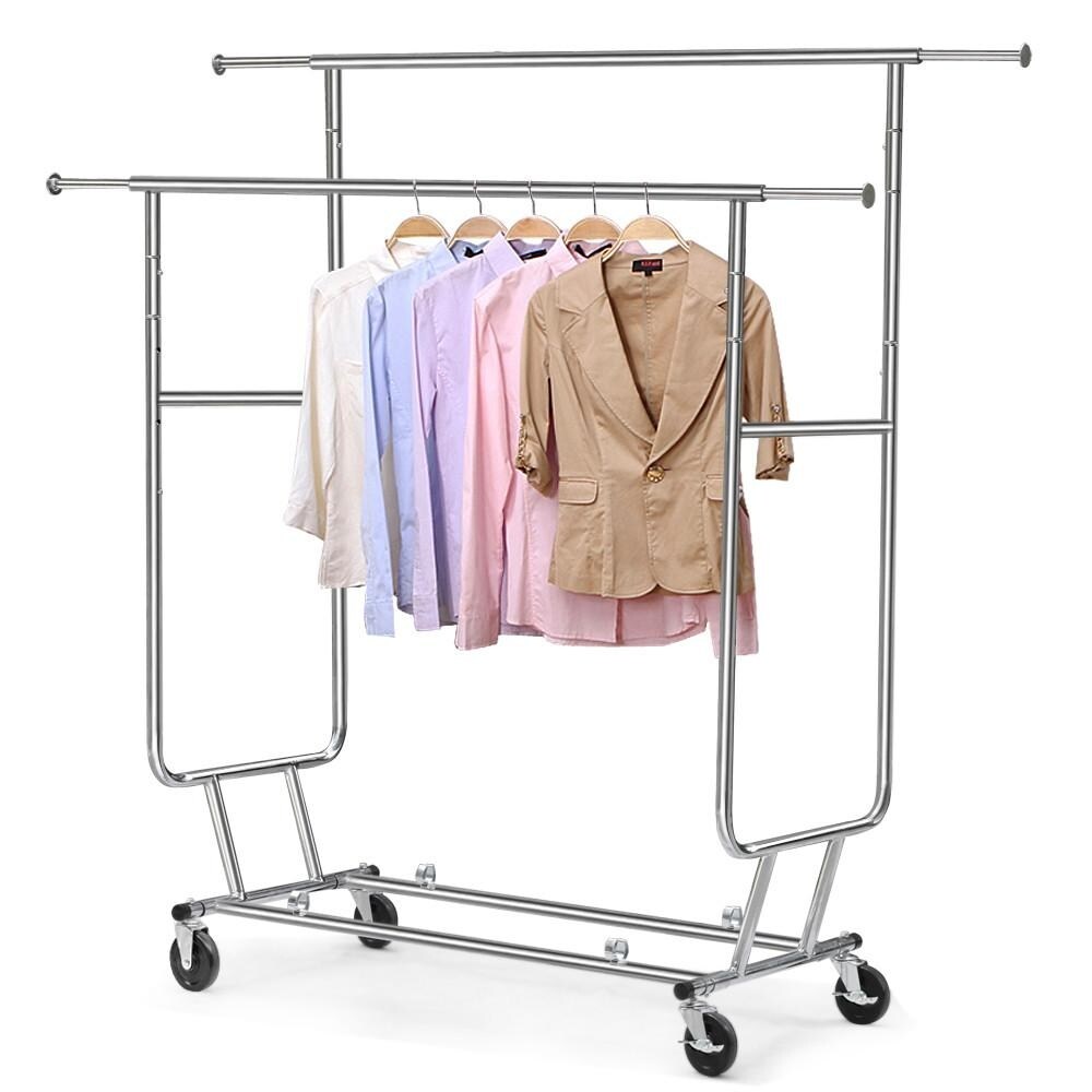 Yaheetech Commercial Grade Collapsible 2 Rack Clothing and Garmet Rack