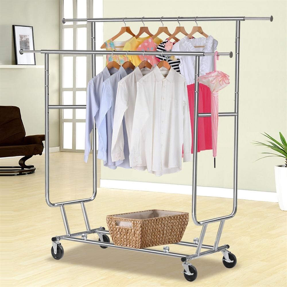 Yaheetech Commercial Grade Collapsible 2 Rack Clothing and Garmet Rack