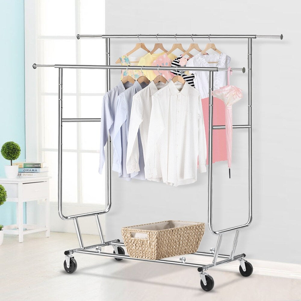 Yaheetech Commercial Grade Collapsible 2 Rack Clothing and Garmet Rack